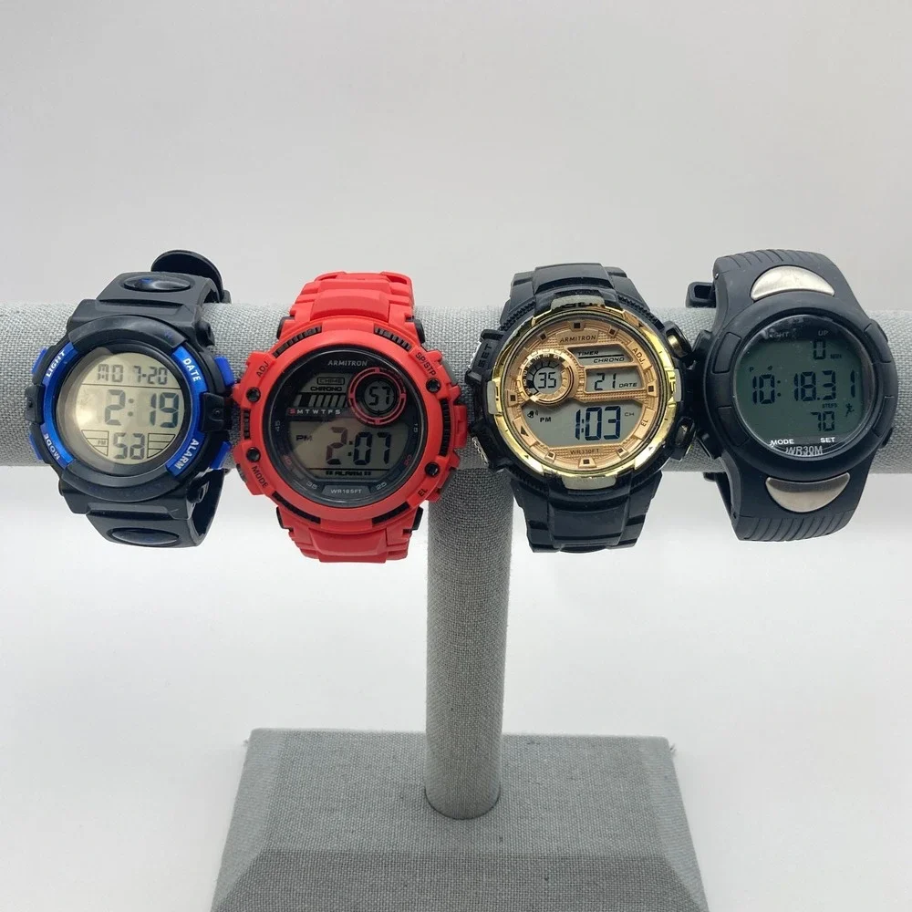 Lot of 4 Mens Watches Armitron Lavaredo Digital Alarm Sport Date Chrono Reseller
